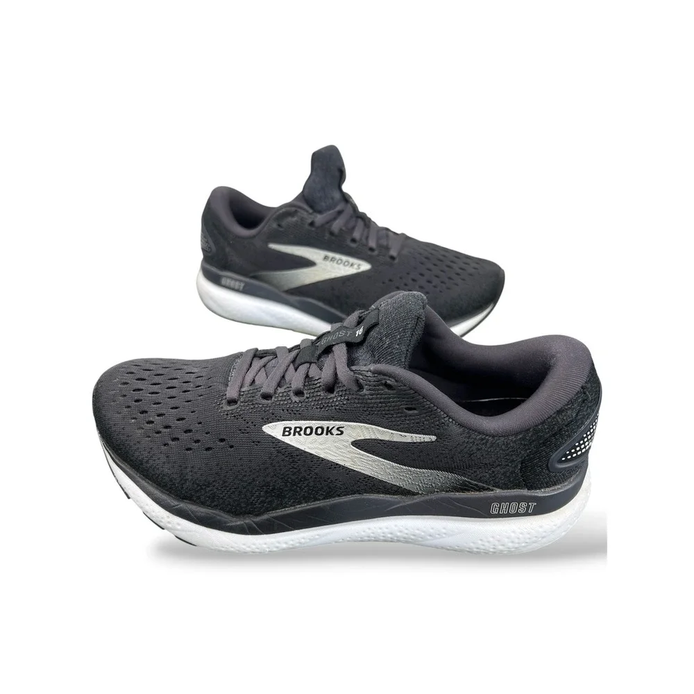 Brooks Ghost 16 Womens Running Shoes Black Silver 1204071D090 Size 7.5 Wide D